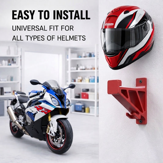 Universal Motorcycle Helmet Hanger With Key Hook for Wall
