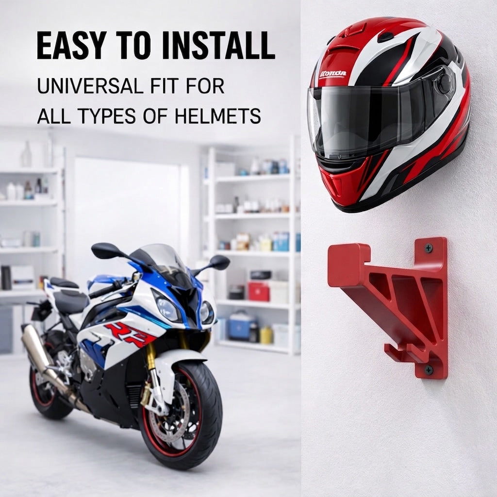 Universal Motorcycle Helmet Hanger With Key Hook for Wall