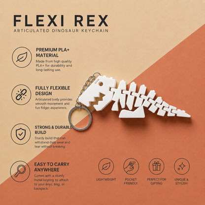 Flexi Rex Articulated Dinosaur Keychain