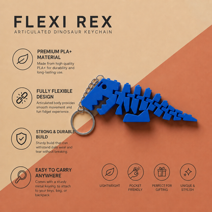 Flexi Rex Articulated Dinosaur Keychain