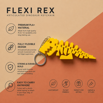 Flexi Rex Articulated Dinosaur Keychain
